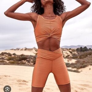 aerie offline ribbed shine high waisted bike short